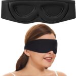 Alaska Bear Sleep Mask for Side Sleepers 2022 Headband Design, Cup-Shaped and Extra-Soft, 100 Blackout Eye Mask Shades Cover for Men and Women Home or Travel, Machine Washable, Black