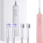 Electric Toothbrush for Adults Sonic Vibration Deep Mouth Cleaning Teeth Whitening Free 4 Toothbrush Heads Super Soft Bristles 3 Modes 90 Days Lifespan IPX7 Waterproof (Color Available)