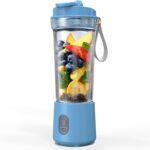 Portable Blender for Smoothies and Shakes, Mini Personal Juicer Machine for Travel, 16.9 oz, 40 Seconds Auto Shutoff, 3 Seconds No-Load Protection, Suitable for Most Vegetables and Fruits(Blue)