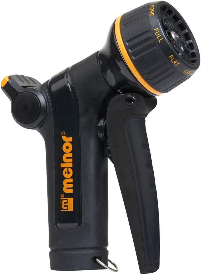 Melnor XT Metal Garden Hose Nozzle; Front Trigger with Flow Control; 8 Watering Patterns; 100% Metal Body with Fully Rubberized Slip Resistant Grip