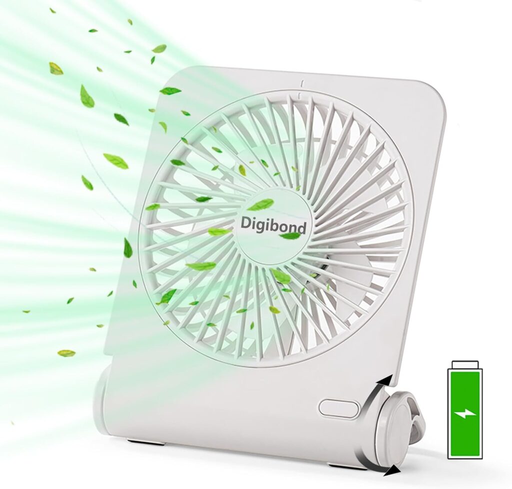 Ultra Quiet Desk Fan 3000mAh Battery Operate 225° Rotated with Hook 5in Summer Gift