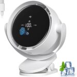 Portable Desk Fan, Clip-On Rechargeable USB Fan with 100-Level Precision Control & LED Touch, 360° Rotation, Ideal for Stroller, Office, Bedroom, Kitchen, Camping – White, 7-inch