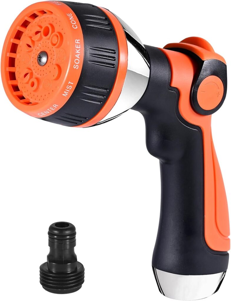 YAMATIC Garden Hose Nozzle, 10 Adjustable Spray Nozzle, Heavy Duty Water Hose Nozzle with THUMB CONTROL ON OFF VALVE for Watering Plants,Lawn Washing Cars,Cleaning,Showering Pets & Outdoor Fun
