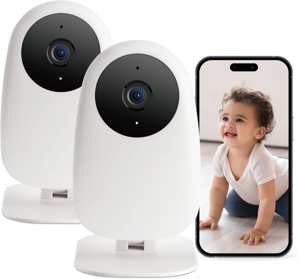 nooie Baby Monitor 2 Pack, Baby Camera Monitor with Phone Access, Video Baby Monitor WiFi Smartphone 2.4G, 1080P HD Night Vision, Two-Way Audio, Motion and Sound Alerts, SD or Cloud Storage