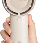 JISULIFE Handheld Portable Turbo Fan [16H Max Cooling Time], 4000mAh USB Rechargeable Personal Battery Operated Mini Small Pocket Fan with 5 Speeds for Travel/Outdoor/Vacation/Concerts – Brown