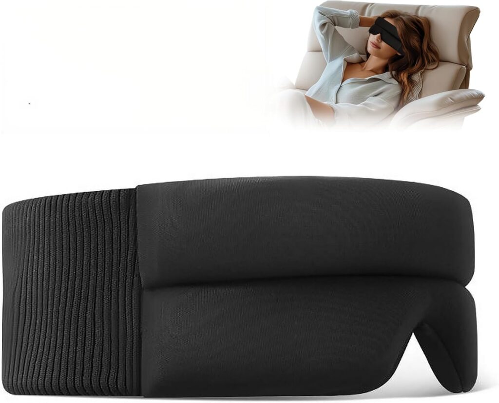 Sleep Mask, Light Blocking Design Night Blindfold for Sleeping, Memory Foam Eye Cups for Women and Men, Sleep Eye Mask for Side Sleeper, Blindfold for Travel, Nap, Yoga, Black