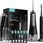 Water Flosser & Electric Toothbrush for Adults Oral Irrigator & Sonic Toothbrush 2-1 Oral Clean Kit (Black)