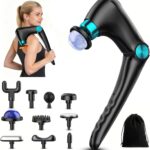 Back Massage Gun Deep Tissue with Upgraded Extension Handle for Women Men, Percussion Muscle Massager with 10 Attachments & Storage Bag, Heat & Cold Therapy, Foldable Massagers for Body Relief, Gifts