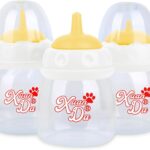 Pet Feeding Bottle,3 Pack 60ml Nursing Bottle, 3 Sizes Nipples with Ventilation Valve Resistant Tearing Perfect for Puppies, Kittens, Small Wildlife(Yellow)