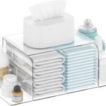 Acrylic Diaper Caddy Acrylic, Clear Detachable Diaper Stacker Holder Storage, Baby Changing Table Organizer for Baby Diapers, Wipes & Baby Accessories, Ideal for Changing Table with Spacious Capacity