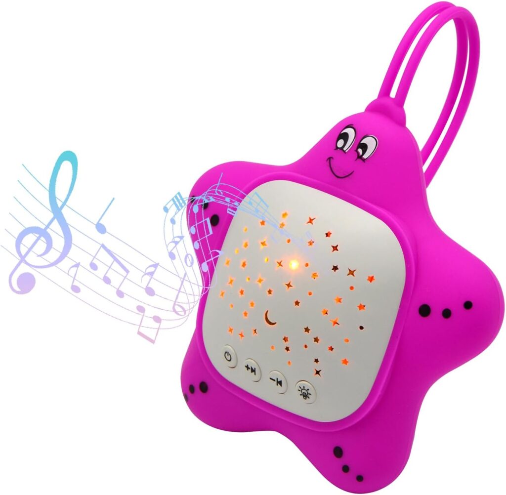 Portable Baby White Noise Sound Machine, Baby Sleep Shusher with Projector Star Starry Light, Sleep Sound Music for Baby (Large), Purple