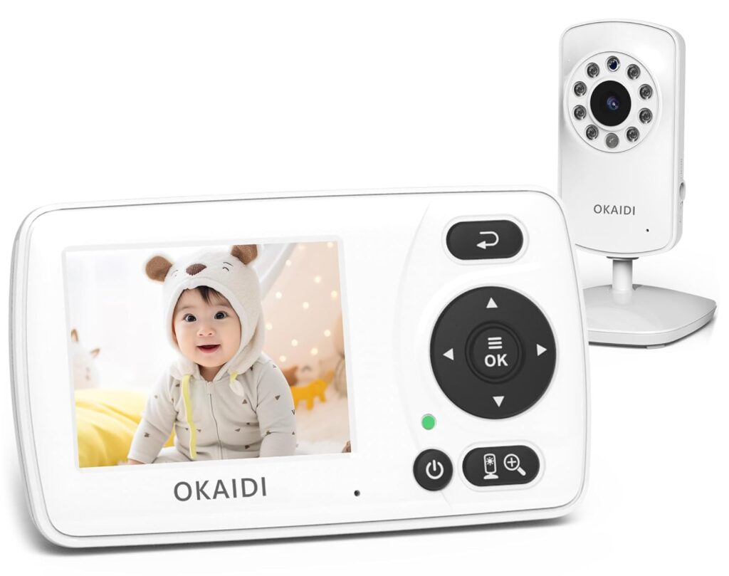 OKAIDI Video Baby Monitor with Camera and Audio, 2.4” Portable Travel Baby Monitor No WiFi, Infrared Night Vision, VOX Mode, 1000ft Long Range, Ideal for Baby/Pet/Elderly
