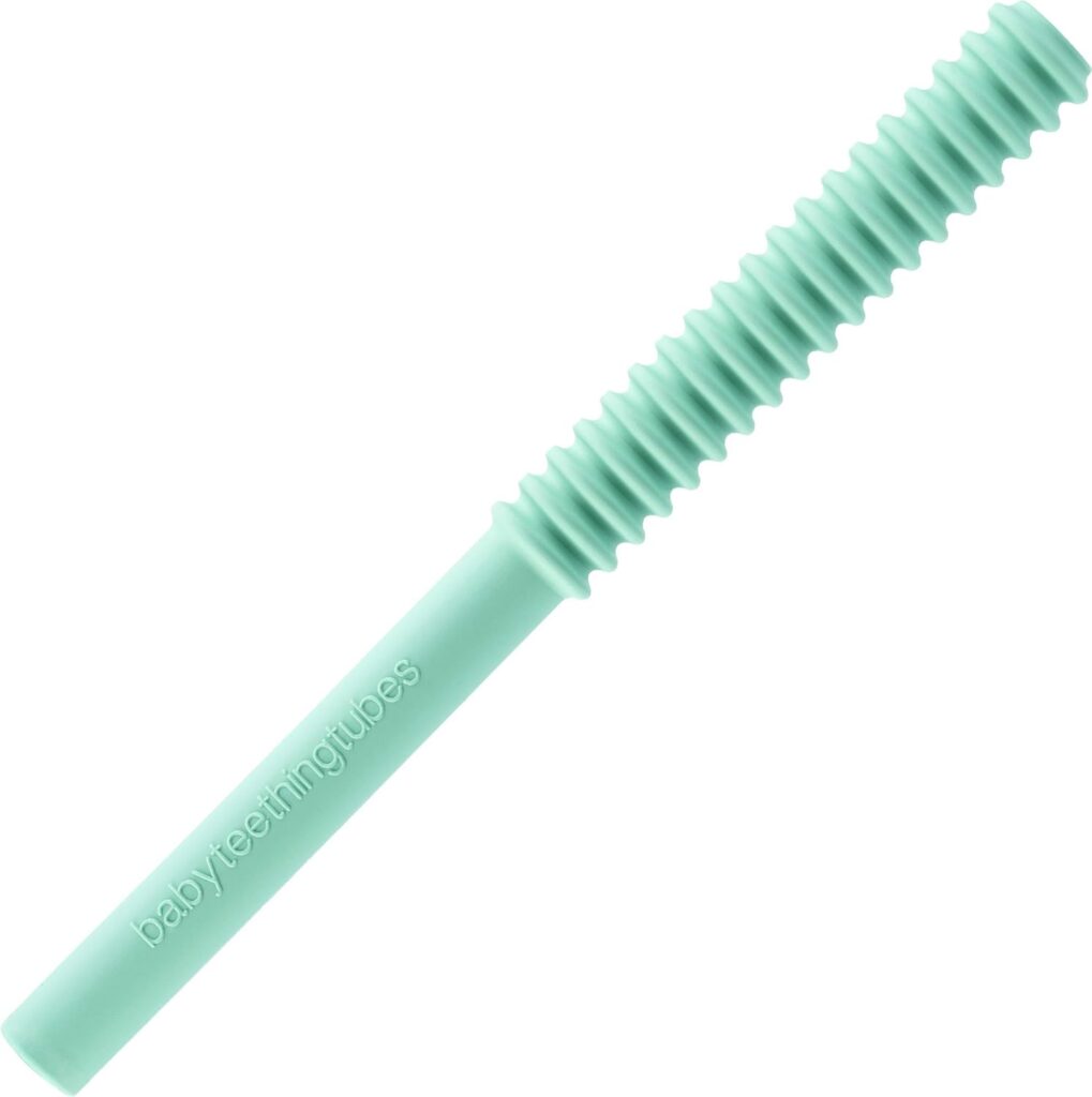 Baby Teething Tubes – Made in The USA Baby Teething Toys – Soft & Durable Infant Toys and Toddler Silicone Teether – 7 Inches, Mint – Baby Must Haves for Teething Relief – Food Safe & Easy to Clean