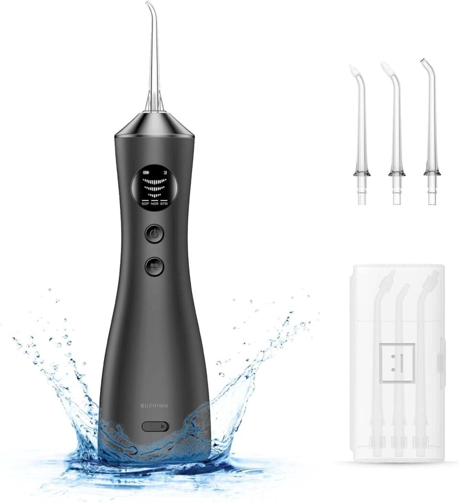 Water Dental Flosser for Teeth, Portable Cordless Water Flosser with 300ML Rechargeable with Type-C, IPX7 Waterproof Water Flossers for Adults with 3 Intensity Modes and 3 Flossing Tips
