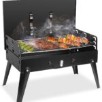 Charcoal Grill, Portable BBQ Foldable Barbecue Charcoal Grill Suitcase Grill Shelf for Outdoor Cooking Camping Picnics Garden Grilling/16.7x10x17.7inches