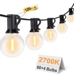 GPATIO 120FT Outdoor String Lights, Waterproof Patio Lights with 64 Hanging Lights Globe G40 Bulbs, 2700k Shatterproof for Backyard Outside Decor