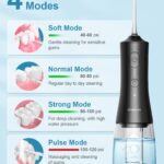 Operan Water Flosser for Teeth Cleaning Upgraded 300ml Cordless Water Dental Flossers Rechargeable Oral Irrigator with 4 Modes 4 Jet Tips IPX7 Waterproof Water Floss for Home Travel (Black)+1Pack
