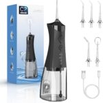 Water Dental Flosser Cordless for Teeth, 350ML Water Dental Flosser Teeth Pick 4 Modes Portable Oral Irrigator with 4 Jet Tips Rechargeable Flossers Oral Irrigator IPX7 Waterproof for Home Travel