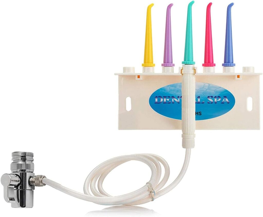 Water Dental Flosser for Family Use 5 Color Jet Tips for Faucet & Shower, Oral Irrigator Non-Electric Safety Water Pressure,Oral Care Tooth Cleaning. Energy Saving & Environmental Protection.