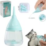 Kitten Bottles for Nursing,Puppy Bottles for Nursing Puppy Milk, Anti-Choking Puppy Feeder Design,with 3pcs Replaceable and Reusable Silicone Nipples for Feeding Newborn Pets (Blue, 40ml+3pcs)