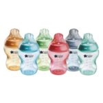 Tommee Tippee Natural Start Anti-Colic 9 oz BPA Free Baby Bottles, 0+ Months, Slow Flow Breast-Like Nipple, Self Sterilizing, Designed for Seamless Transition Between Bottle & Breast, Fiesta,Pack of 6