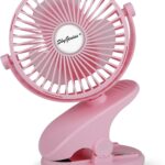 SkyGenius Battery Operated Clip On Baby Stroller Fan (Pink)