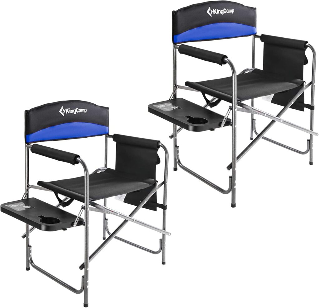 KingCamp 2-Pack Directors Camping Chair with Padded Folding Portable Seats, Blue