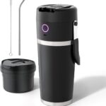 Portable Blender with Insulated Cup, Personal Blender for Smoothies, 11.1V high-torque Motor, LED Display, Stainless Steel Cup, Keep Cold 24 Hours, Self-cleaning, USB-C Rechargeable, 20 oz, Travel Lid