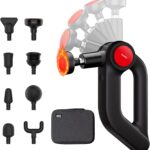 Deep Tissue Massage Gun with Heat, 12mm Amplitude Percussion Massager for Athletes & Muscle Relief, Professional Handheld Masssger Gun for Neck, Back, Shoulder, Leg, Gift for Men, Black