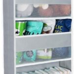 Univivi 5-Shelf Fabric Door Storage Over Door Hanging Organizer with 4 Large Pockets and 3 Small PVC Pockets Nursery Closet Cabinet Wall Mount Hanging Storage Organizers for Baby Nursery (Grey)