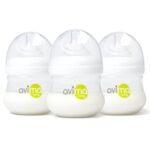 Avima Baby 4 oz Anti Colic Baby Bottles for Breastfed Babies – Slow Flow Nipples, Wide Neck Bottle, BPA Free – Newborn 0-3 Months, Stage 1 (Set of 3)