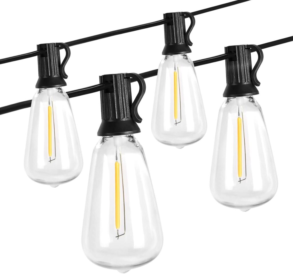 BRIMAX 10FT Outdoor String Lights with 10 Bulbs,ST38 1W Plastic LED Edison Bulbs, Shatterproof, Waterproof String Lights, Perfect for Bistro, Pergola, Backyard and Garden