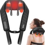 COMFIER Cordless Neck Massager with Heat, 4D Kneading Neck and Shoulder Massager Deep Tissue, Shiatsu Neck Back Massager Pillow, 2 Heating Levels,Gifts for Mom Dad