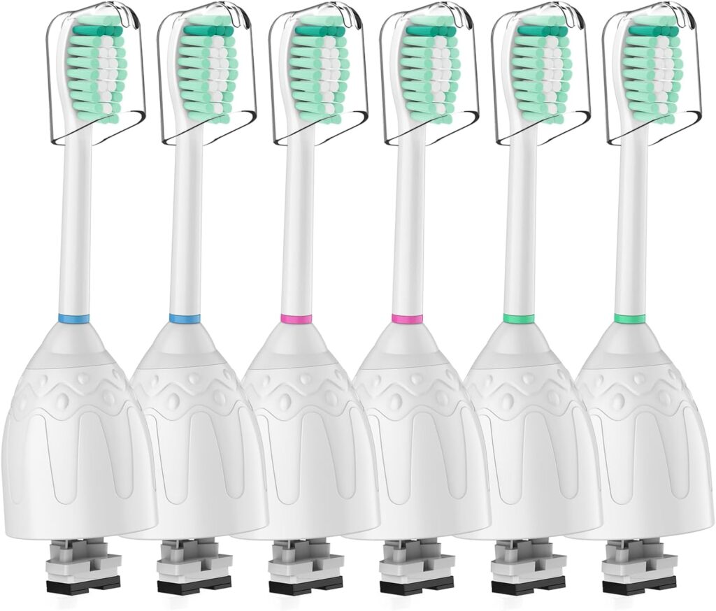 Toothbrush Heads for Philips Sonicare Replacement Brush Heads Medium Soft Dupont Bristles Electric Toothbrush Replacement Heads Fit E-Series Essence Xtreme Elite Advance and CleanCare, 6 Pack
