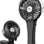 HandFan Upgraded Handheld Misting Fan, Portable Mister Fan, Personal Spray Water Mist Fans Rechargeable, Foldable Electric Mini Fans for Summer Beach Travel Makeup Concerts, Gifts for Women(Black)