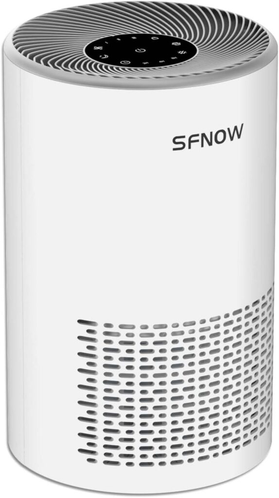 Air Purifiers for Home Pets Hair in Bedroom, Air Cleaner Covers Up to 1050 ft² Remove Smoke Pollen Dander Hair Smell, with HEPA Sleep Mode For Home Office Living Room Drom, SAP300C, White