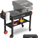 Portable Outdoor Grill Table, Folding Grill Cart Solid and Sturdy, Blackstone Griddle Stand Large Space, Blackstone Table with Paper Towel Holder, Grill Stand for Blackstones Griddle, Ninja Grills etc