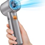 Portable Handheld Turbo Fan for Outdoor,5000mah Mini Handheld Personal Pocket Fan for Powerful Airflow Wind ,20Hrs,100 Speeds Adjustable,Digital Display,Gifts for Travel,Outdoor Activites,Camping-Grey