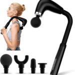 Massage Gun with Upgraded Extension Handle, Back Massage Gun Deep Tissue, Back Massager for Pain Relief for Muscles Neck Shoulders Waist Arm Legs Foot, 4 Replaceable Heads & 9 Speed Levels（Black）