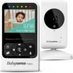 Babysense New Video Baby Monitor with Camera and Audio, Long Range, Room Temperature, Infrared Night Vision, Two Way Talk Back, Lullabies and High Capacity Battery, Model V24R