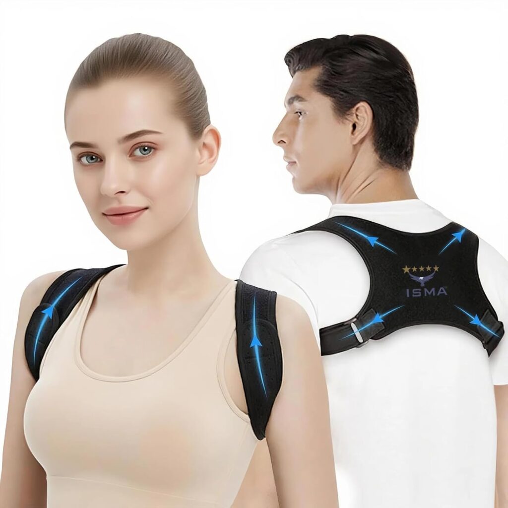 ISMA Posture Corrector Adjustable Back Brace Spine Support Shoulder Pain Relief Upper Back Alignment Comfort Men Women Therapy Brace