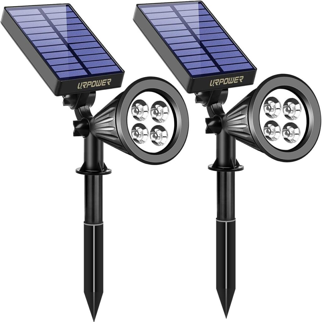 URPOWER Solar Spot Lights – 2-in-1 Waterproof Landscape Spotlights, Dusk-to-Dawn Solar Powered Outdoor Lights for Garden, Yard, Pathway (2 Pack)
