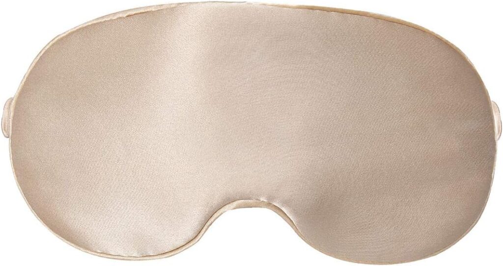 Mulberry Natural Silk Sleep Mask for Women & Men with Elastic Strap, Super Soft Sleeping Eye Mask, Size M, (Champagne)
