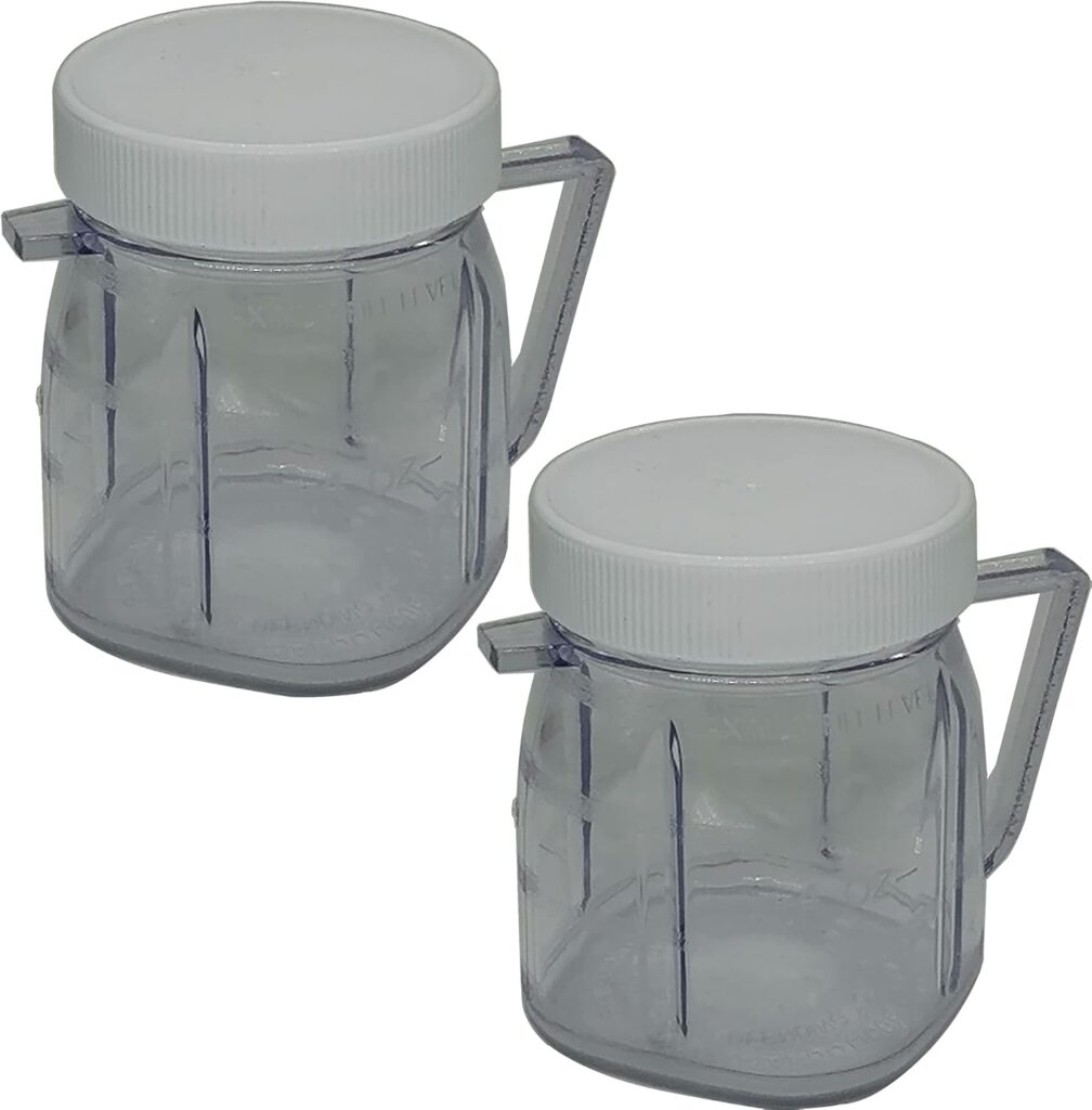 WUYAN 4937 Mini Blender Jar Accessory compatible with Oster, 1-Cup Mini Plastic Jars with lids Pack of 2 set (2)