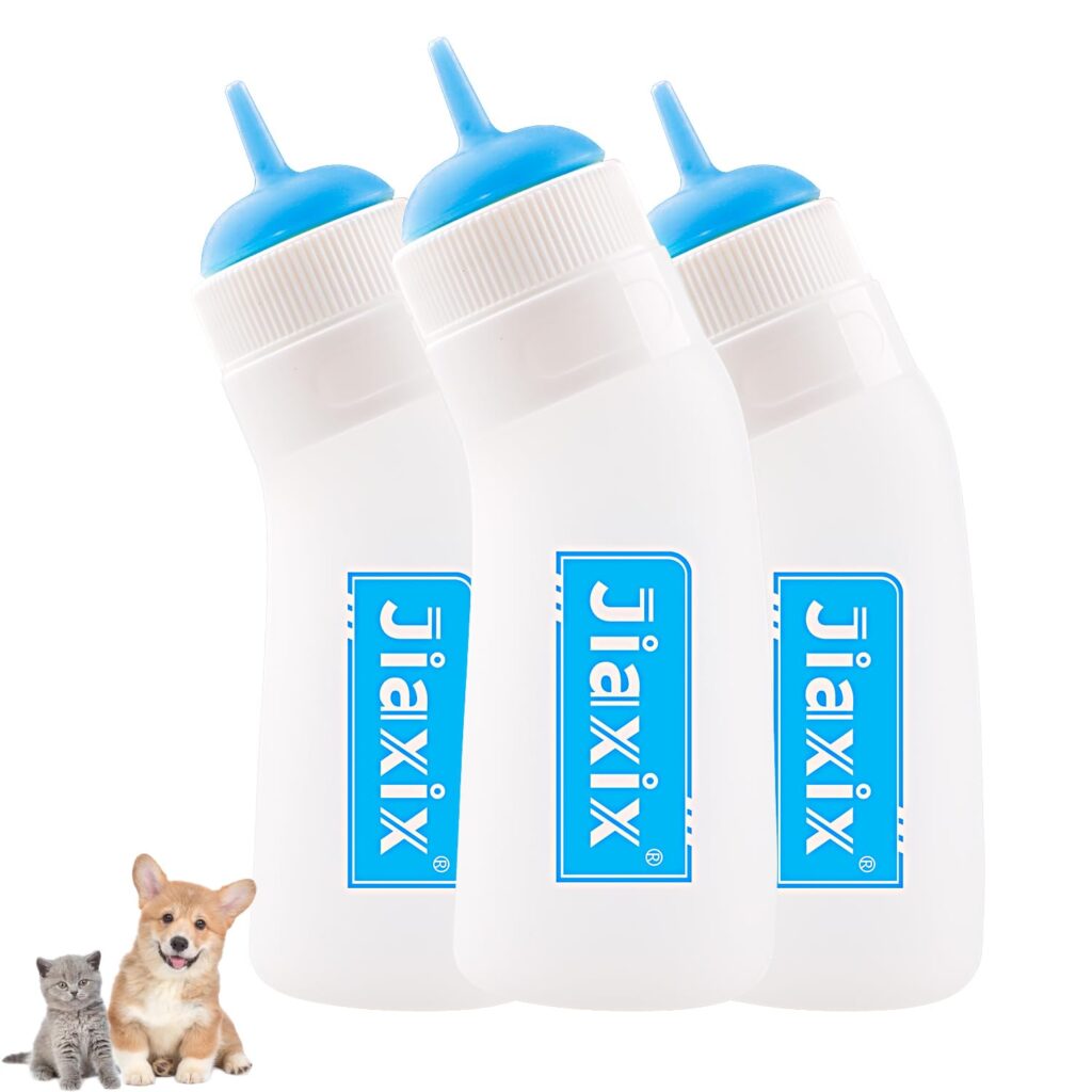 3 Pack Kitten Silicone Nursing Bottle,Silicone Feeding Nipple, Reusable Newborn Supplies, Suitable for Feeding Kitten, Puppy, Rabbit, Hamster (Blue, Medium)