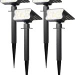 HGGH Solar Lights Outdoor Waterproof IP67, 60 LED 3 Lighting Modes Solar Spot Lights Outdoor for Yard Garden Pathway Landscape, Auto On/Off, Function 2 in 1(Cool White, 4 Pack)