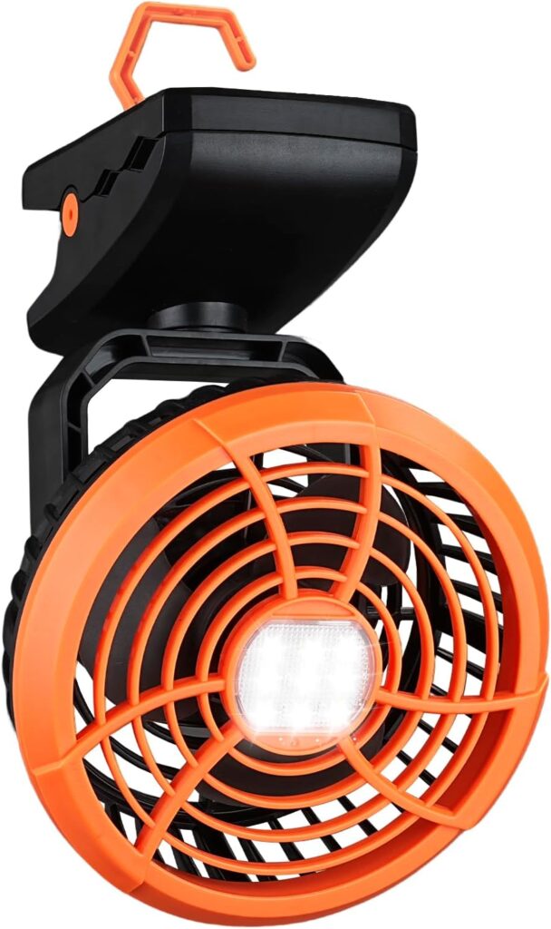 Durapower Clip-on Camping Fan with LED Lantern, Magnetic Base & Hanging Hook – Ideal for Travel, Tent, RV, Picnic, Treadmill, Stroller, Golf Cart & Home