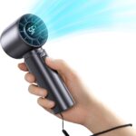 Portable Handheld Turbo Fan, Personal Fan Battery 4000mAh Work for 3-16H, USB Rechargeable, 10800 High-Speed Motor, 5-Speeds Mini Hand held Fans for Outdoor, Travel, Home, Office (Black)