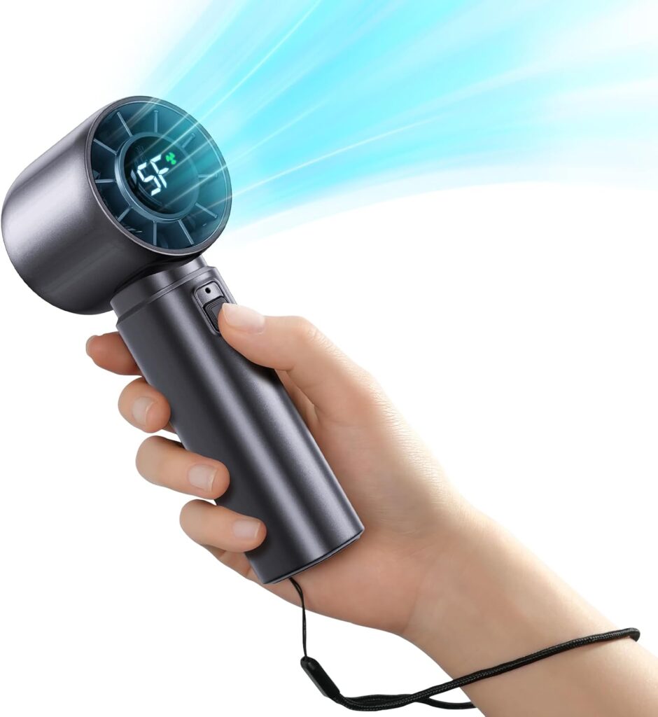 Portable Handheld Turbo Fan, Personal Fan Battery 4000mAh Work for 3-16H, USB Rechargeable, 10800 High-Speed Motor, 5-Speeds Mini Hand held Fans for Outdoor, Travel, Home, Office (Black)