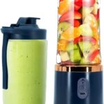 Regalosonline Mini Personal and Portable Hand Blender for Smoothies, Juices, Protein, Fruits, and Vegetables with 6 Blades + 2 Cups to go anywhere – USB Rechargeable!